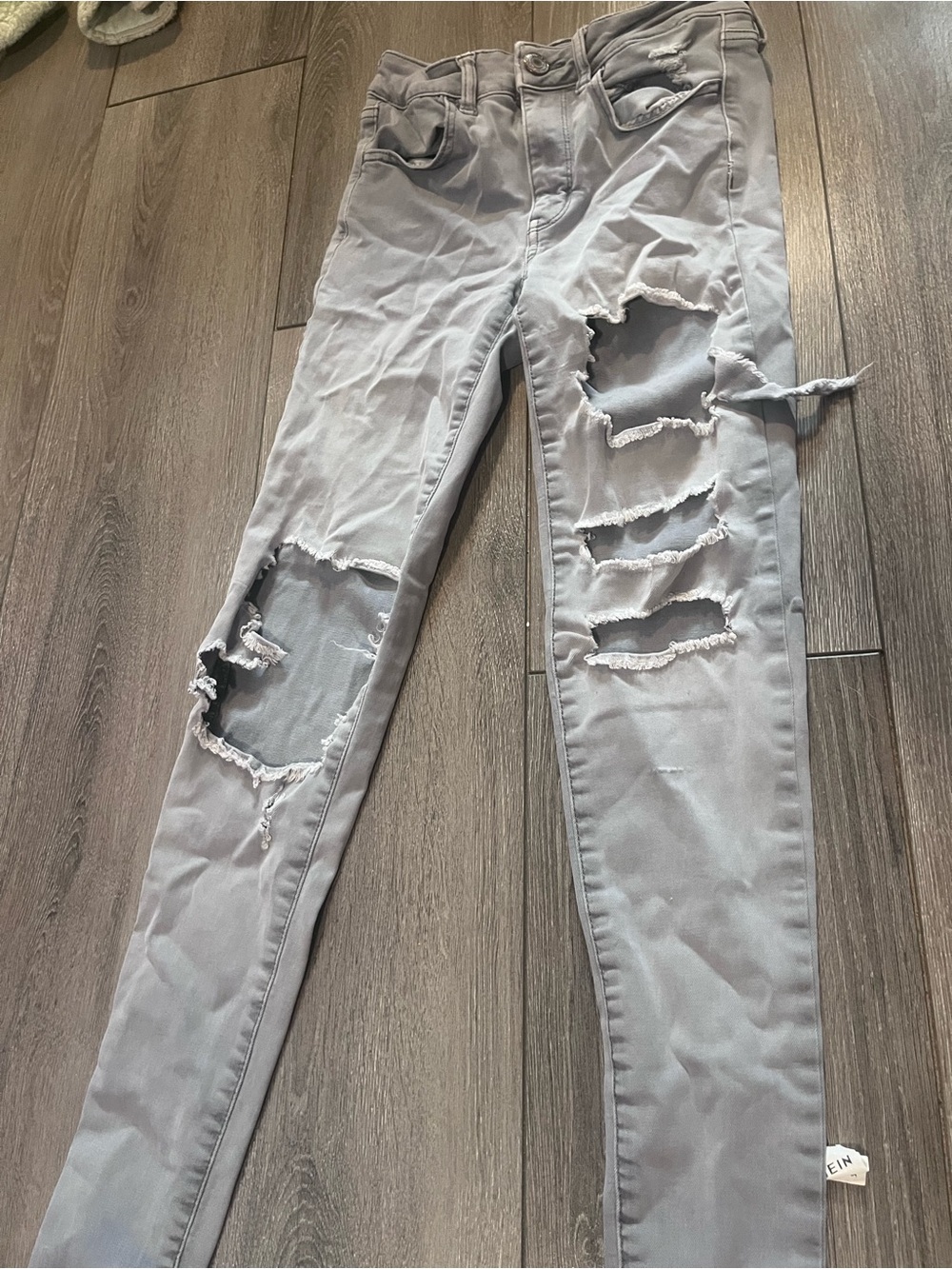 American Eagle Outfitters Light Gray Ripped Skinny Jeans